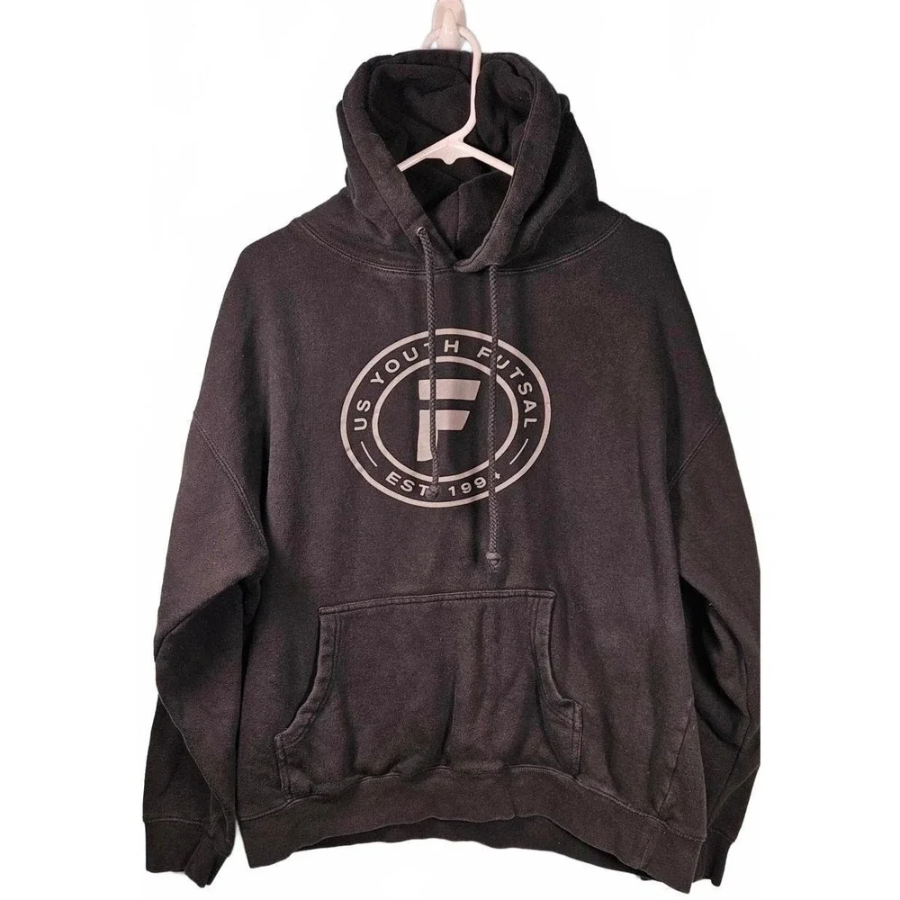 US Youth Futsal Est 1994 Adult Graphic Hoodie Mens Black Soccer Sweatshirt Large